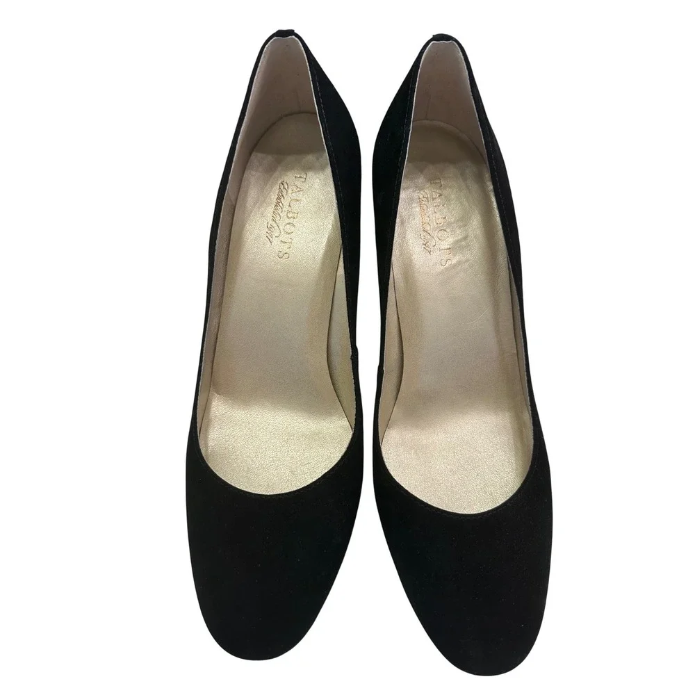 Talbots Lars2 Black Suede Round Toe Pumps Heels Womens 8.5 M Classic